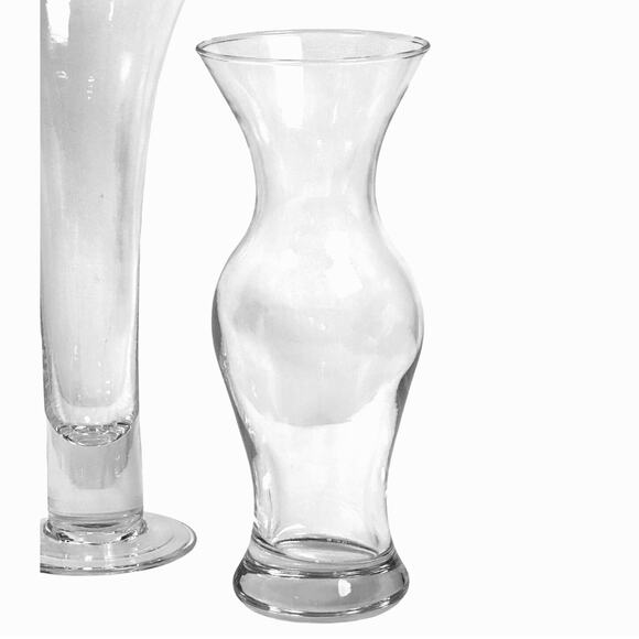 Trio of Heavy Lead Crystal 7.5" 9" 10" Clear Thick Base Contemporary Vases! - Picture 2 of 7